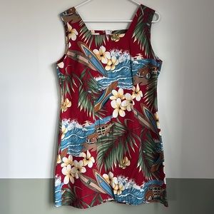 Vintage Shannon Marie Hawaiian Islands Dress Red Shift Sleeveless